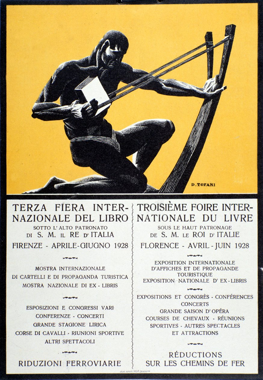 Cartaz publicitário para a Feira do Livro em Florença, abril de 1928 de Oswaldo (after) Tofani
