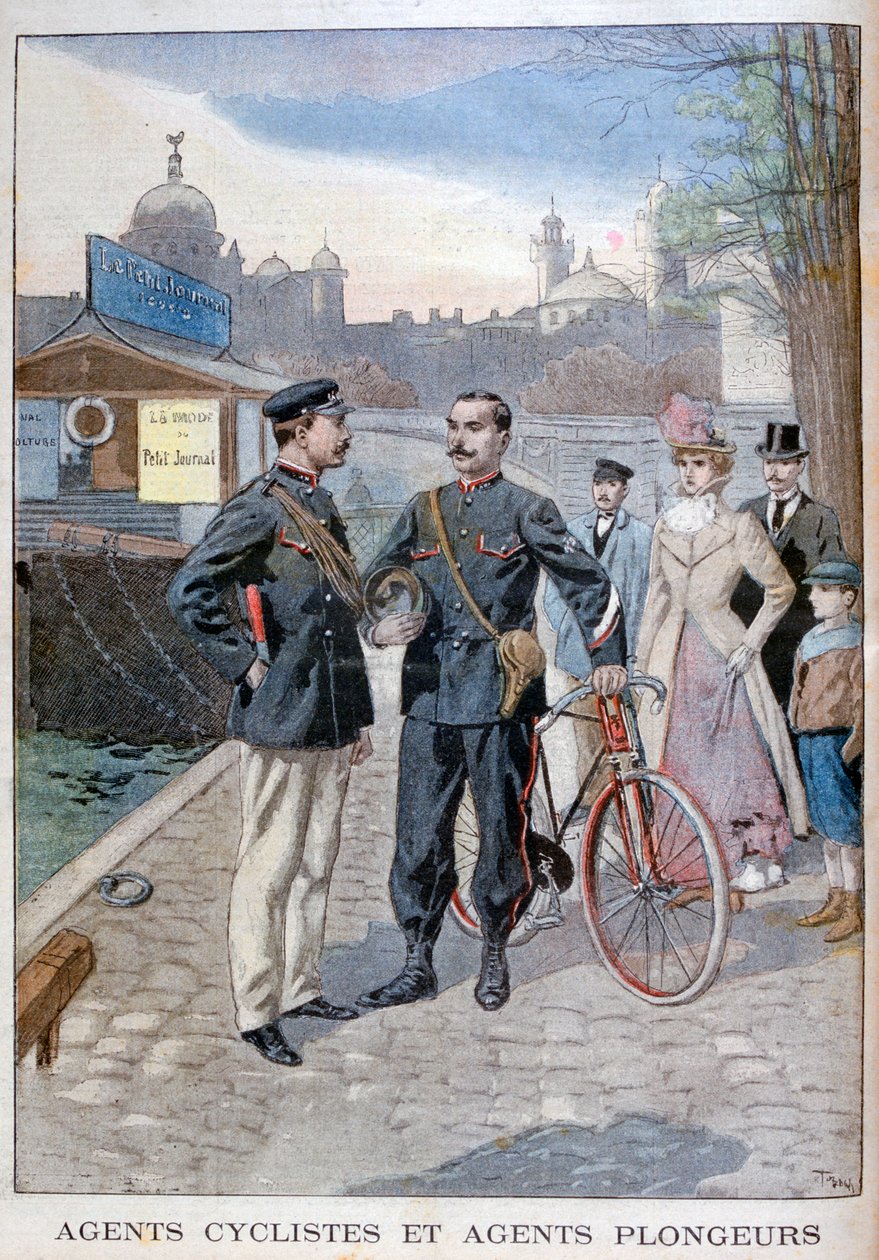Um policial de ciclo e água, Paris, 1900 de Oswaldo Tofani
