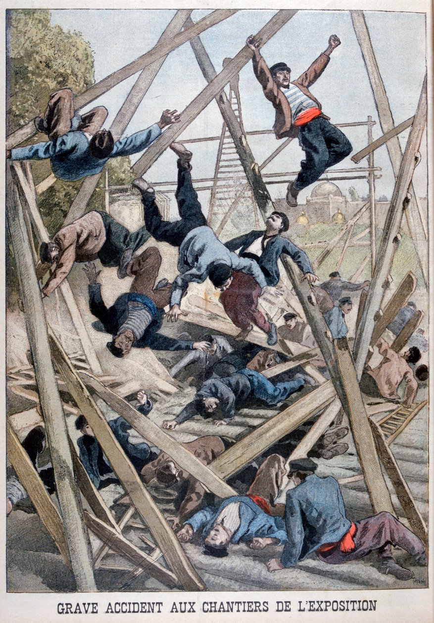 Um grave acidente no canteiro de obras da Exposition Universelle, Paris, 1900, 1899 de Oswaldo Tofani
