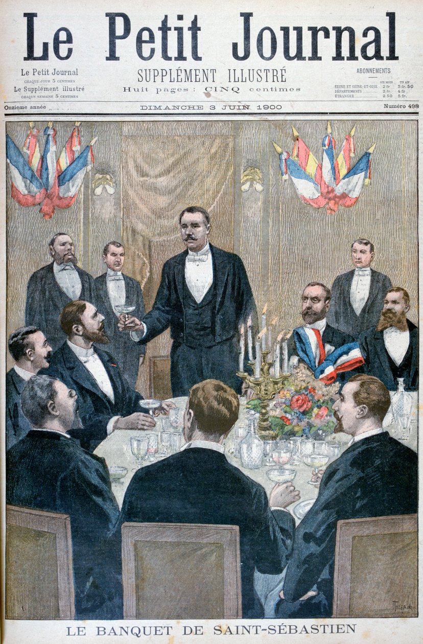Banquete do nacionalista francês e Paul Déroulède, Saint-Sebastien, Bélgica, 1900 de Oswaldo Tofani