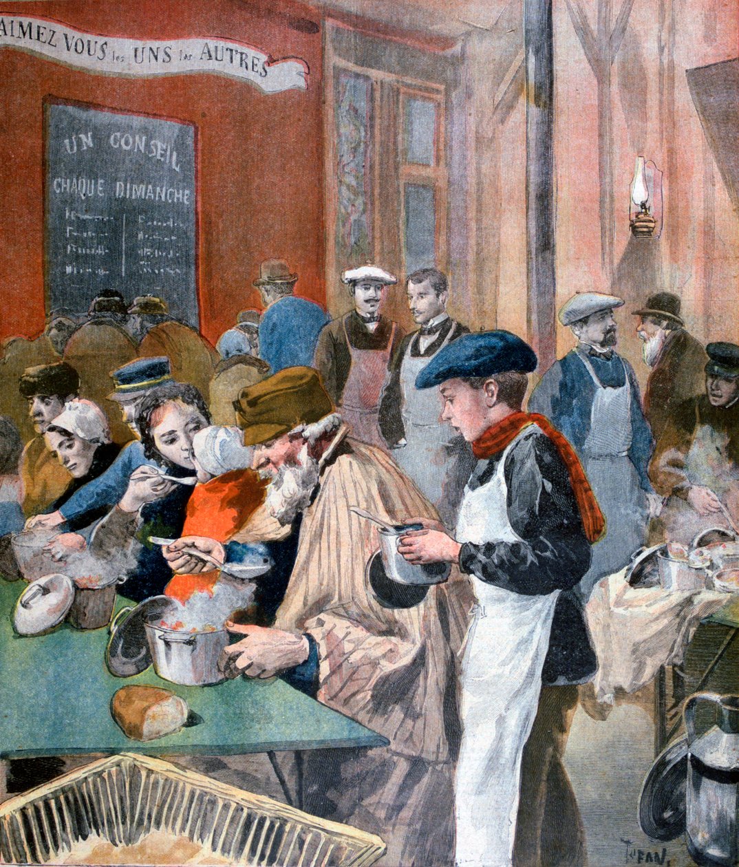 Caridade dos estudantes, a cozinha de sopa em Butte-aux-Cailles, Paris, 1894 de Oswaldo Tofani