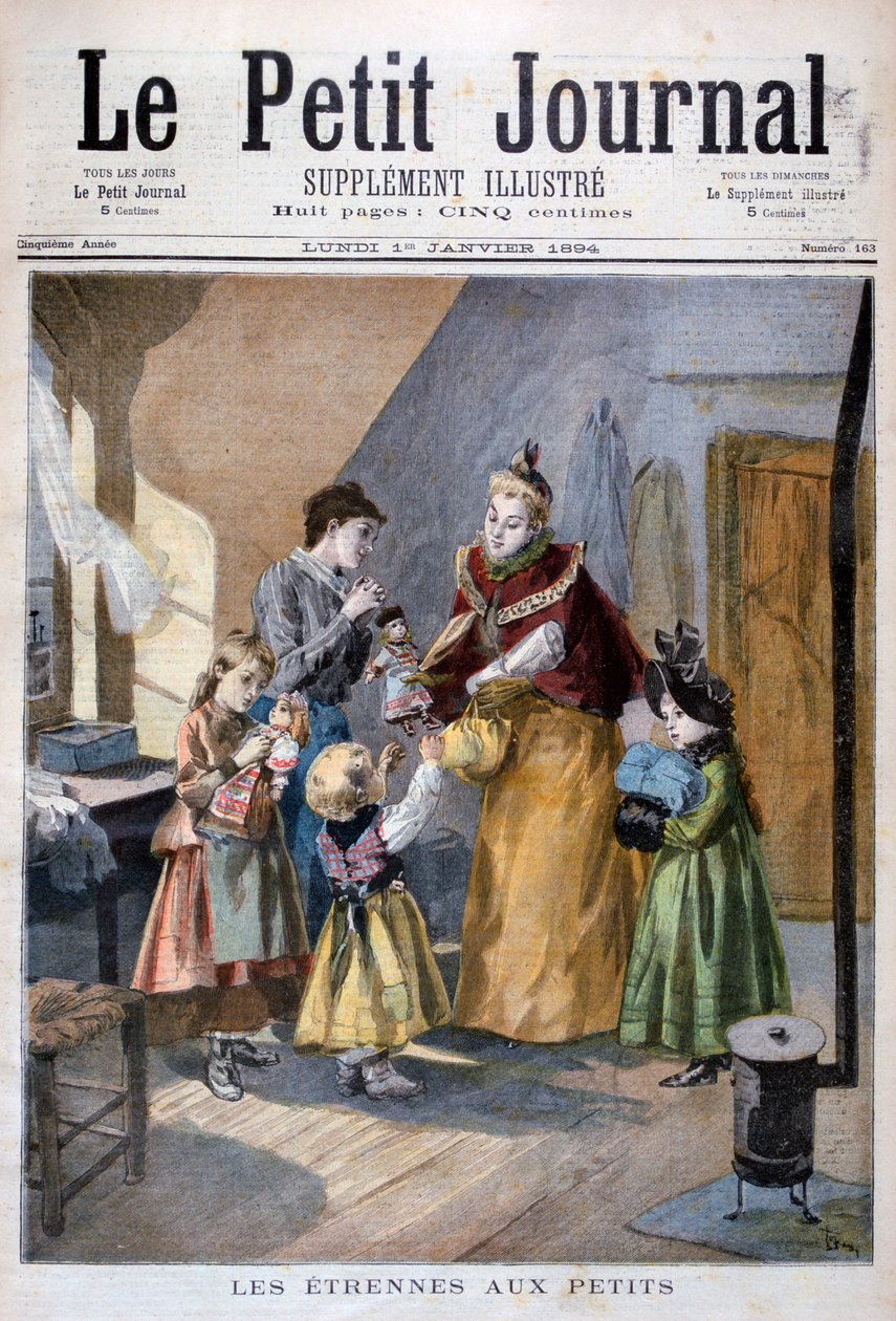 Crianças que recebem presentes de Ano Novo, 1894 de Oswaldo Tofani