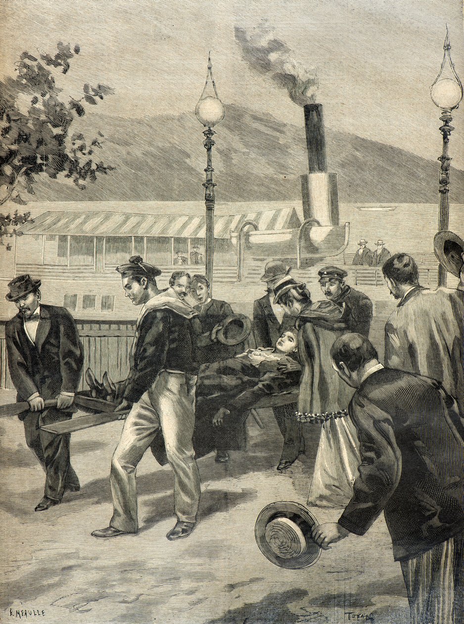 Elisabeth de Wittelsbach transportada para o Hotel Beau Rivage após o seu assassinato de Oswaldo Tofani
