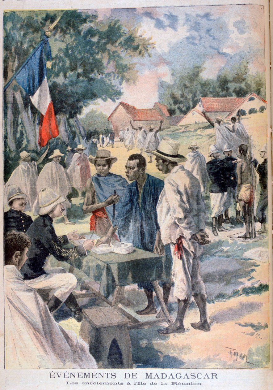 Alistando nativos na ilha de La Reunion, 1895 de Oswaldo Tofani