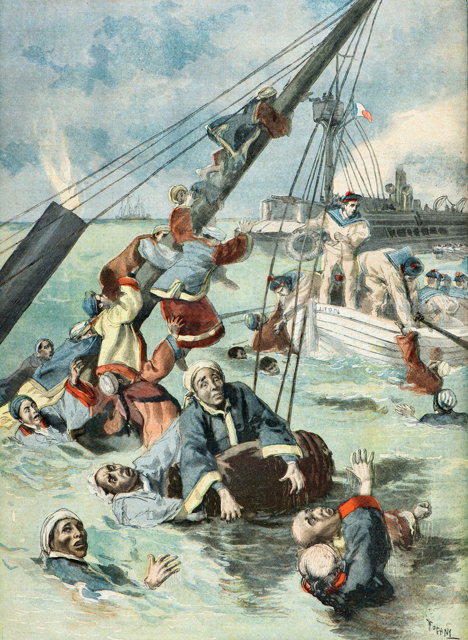 Marinheiros franceses salvam soldados chineses de se afogarem de Oswaldo Tofani