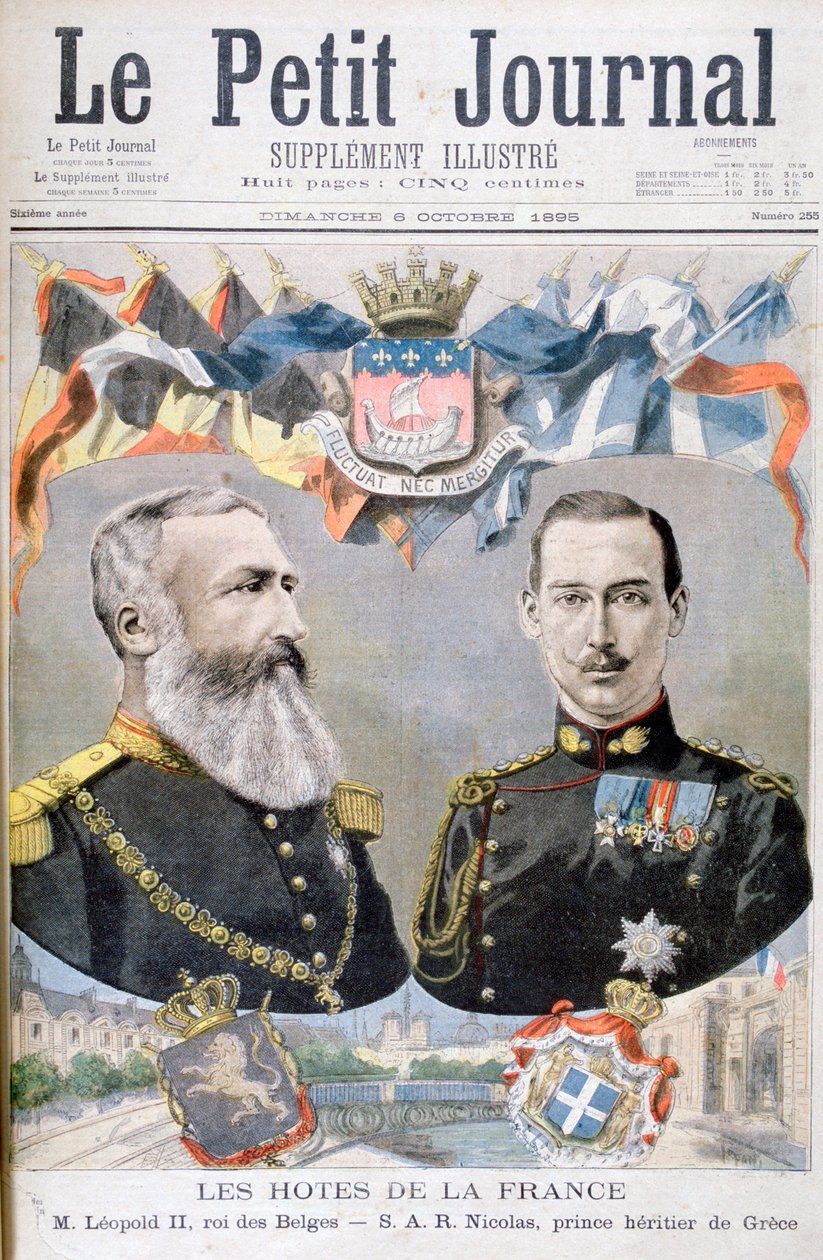 Rei Leopoldo II da Bélgica e Príncipe Nicolau da Grécia e Dinamarca, 1895. de Oswaldo Tofani
