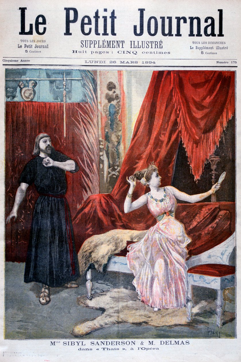Sibyl Sanderson e Delmas na ópera de Jules Massenet Thais, Paris, 1894 de Oswaldo Tofani