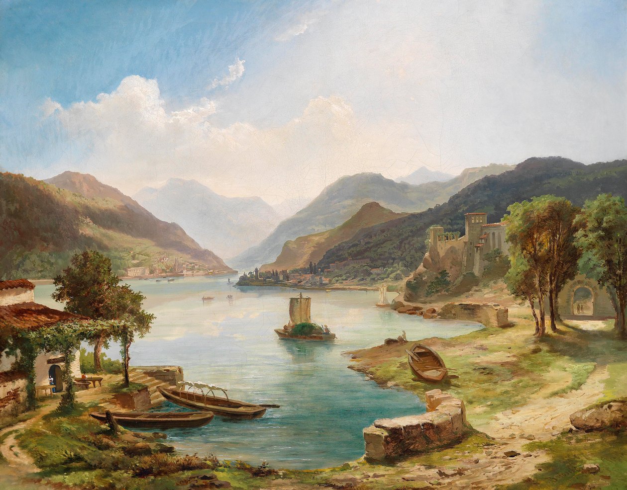 Paisagem do norte do lago italiano de Othmar Brioschi