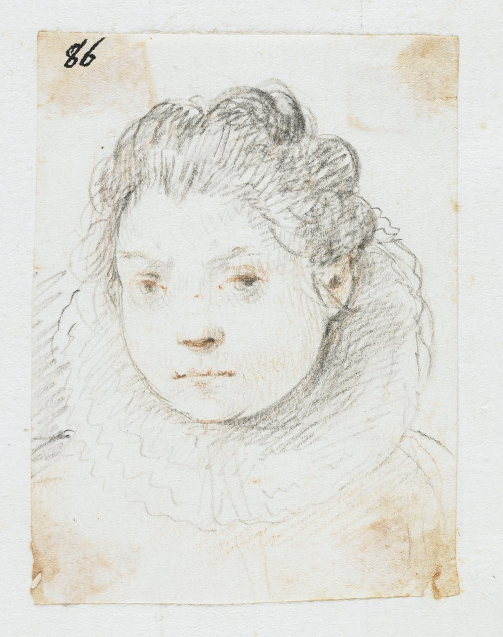 Retrato de mulher (preto e vermelho giz) de Ottavio Mario Leoni