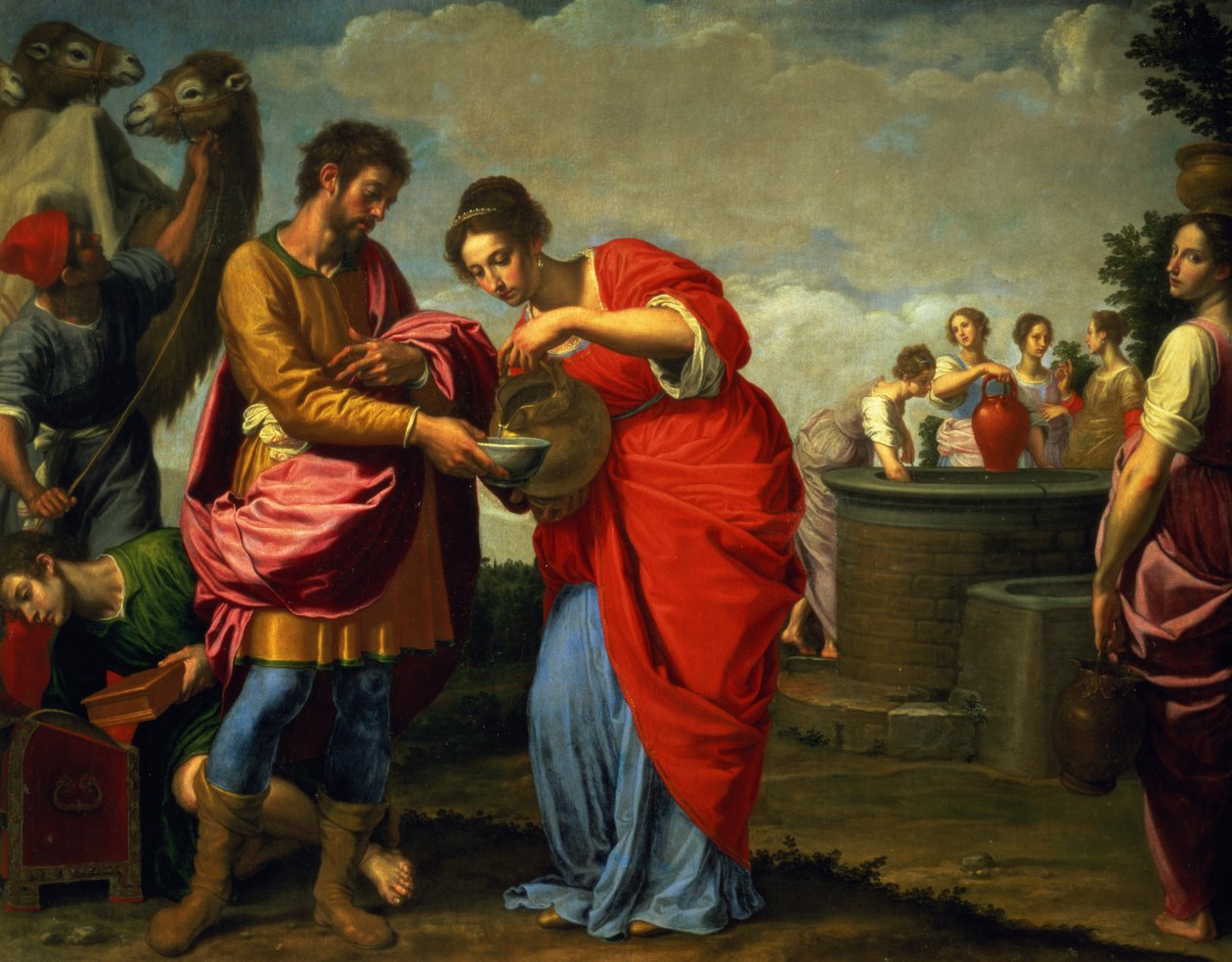 Rebecca e Eliezer no poço, c.1626-27 de Ottavio Vannini