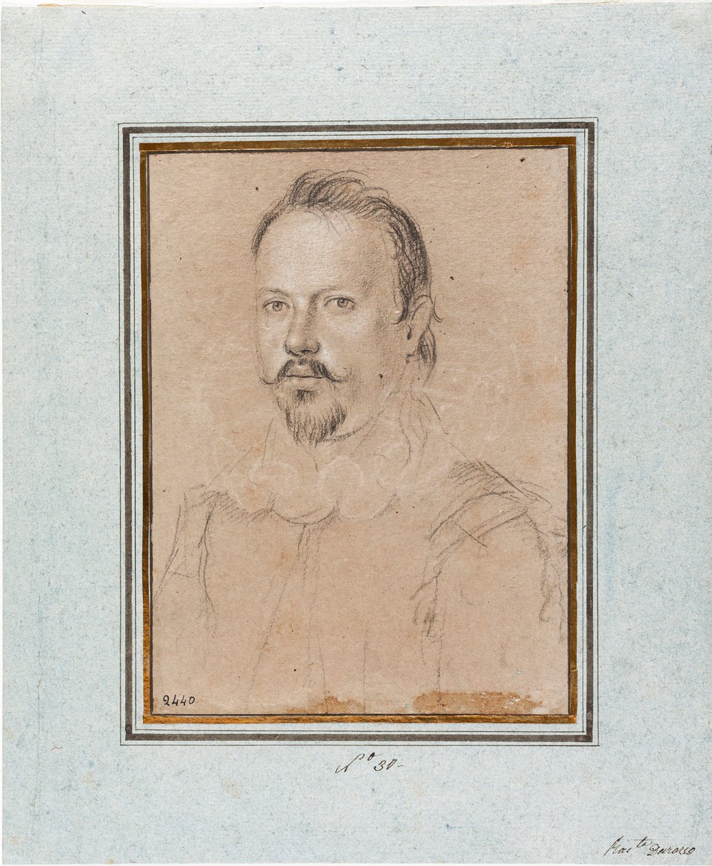 Retrato de Vicente I de Gonzaga, Duque de Mântua (Vincenzo I Gonzaga, Duque de Mântua) (1562-1612) Desenho de Ottavio Leoni (1578-1630) Genes, Musei di Strada Nuova, inv 2440 de Ottavio Mario Leoni