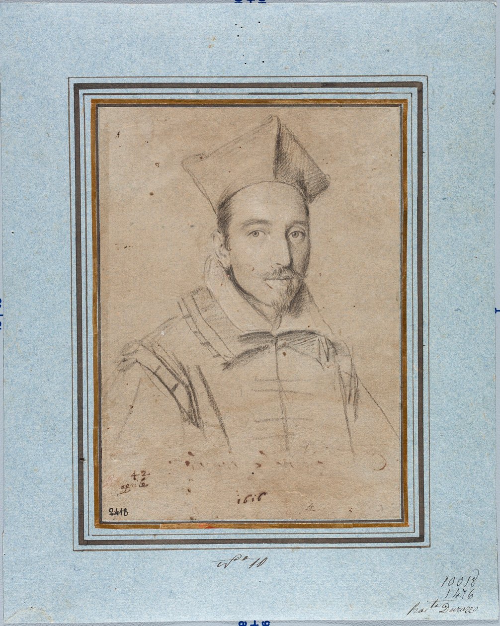 Retrato do prelado provavelmente Cardeal Francesco Maria Bourbon Del Monte Santa Maria (1549-1627) Desenho de Ottavio Leoni (1578-1630) 1616 Genes, Musei di Strada Nuova, Fondo Disegni, inv 2418 de Ottavio Mario Leoni