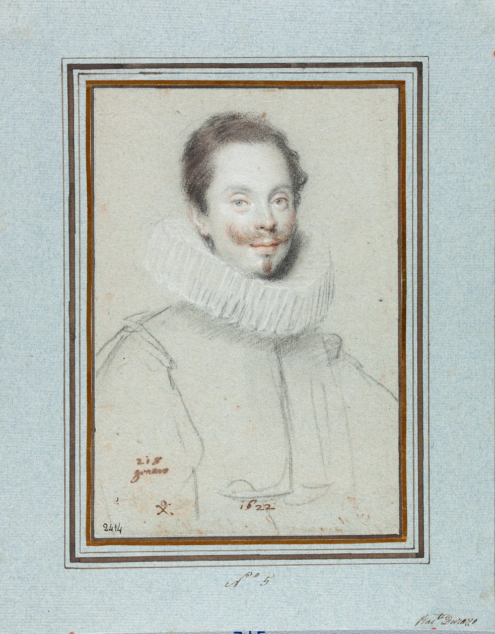 Retrato do Marquês Paris Pinelli (século XVII) Desenho de Ottavio Leoni (1578-1630) Genes do século XVII, Musei di Strada Nuova, Fondo Disegni, inv 2414 de Ottavio Mario Leoni