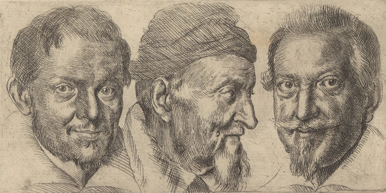 Três retratos possivelmente representando Camillo Graffic, Ercole Pedemonte e Antoni ..., ca. 1620-30. de Ottavio Mario Leoni