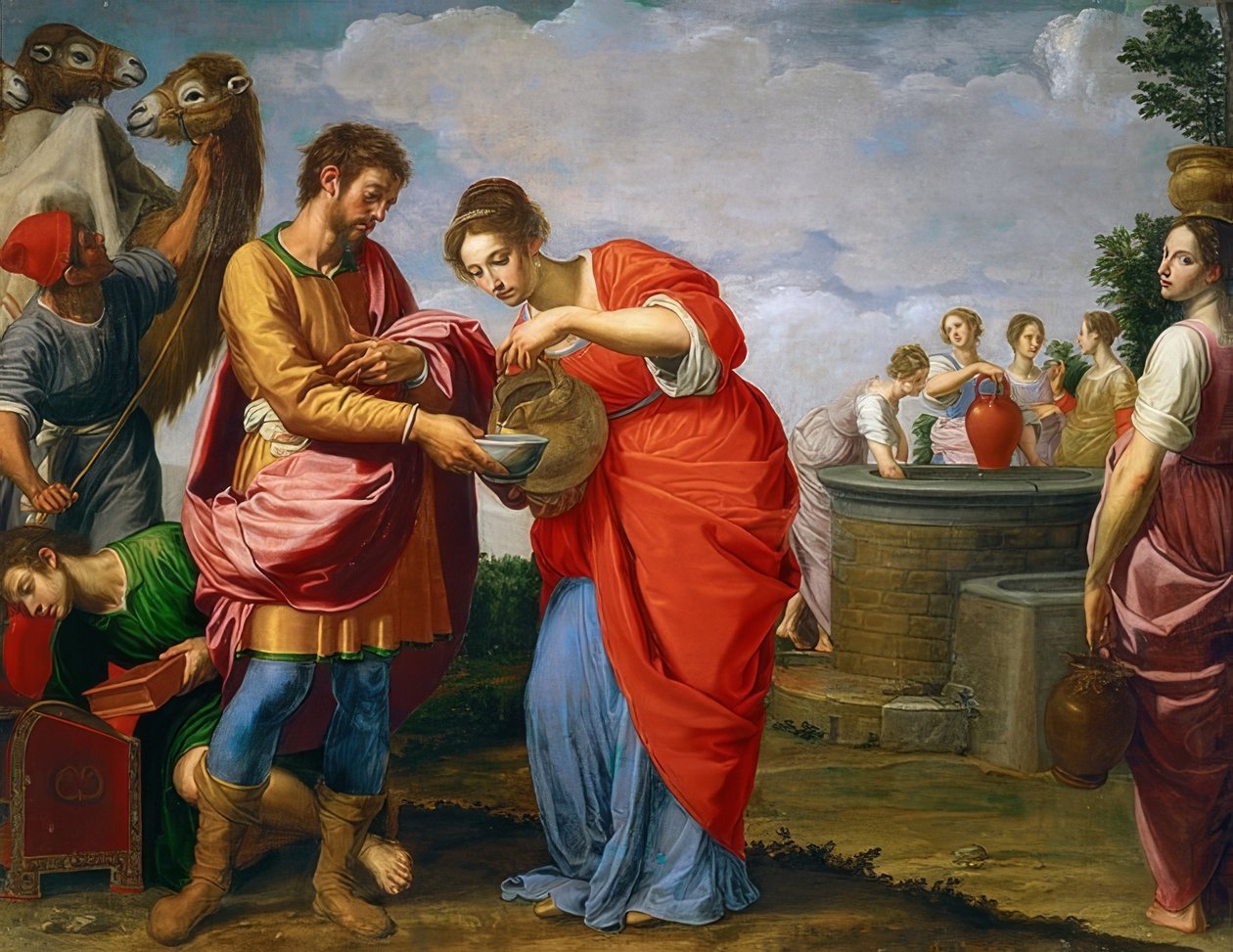 Rebekka e Elieser na fonte. Por volta de 1626-27 de Ottavio Vannini