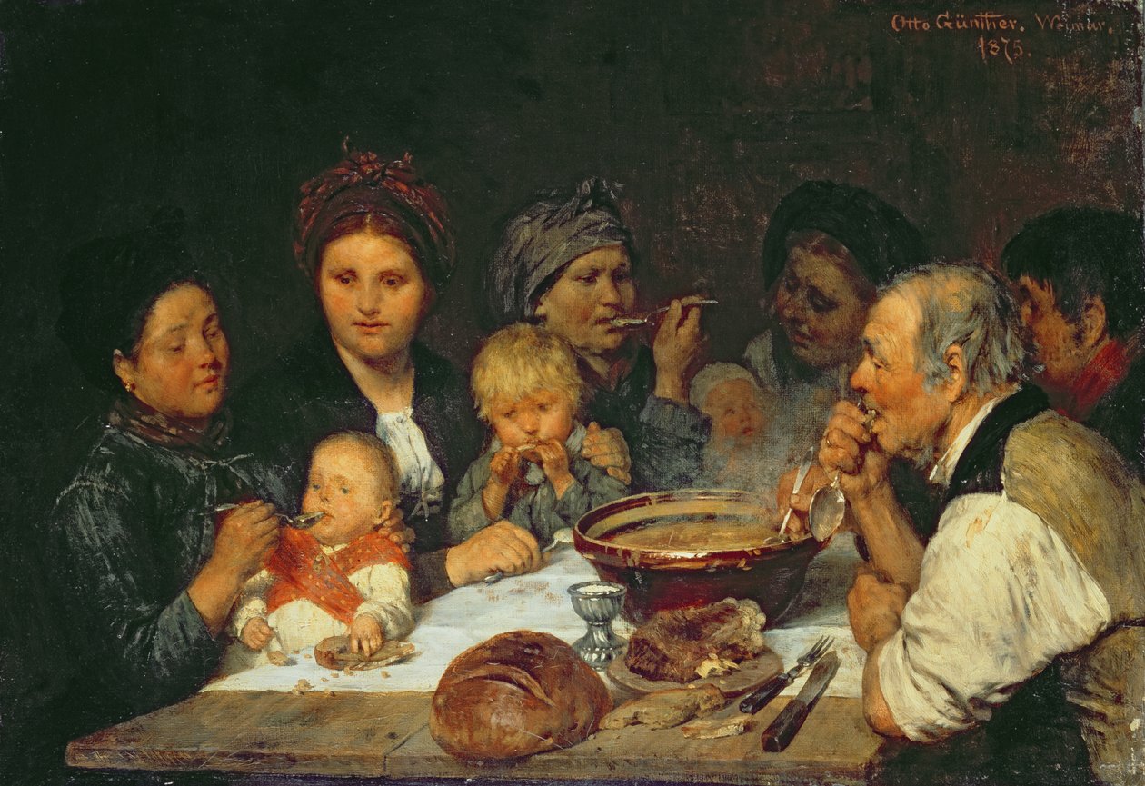 Trabalhadores em uma mesa, Thueringen, 1875 de Otto Edmund Guenther