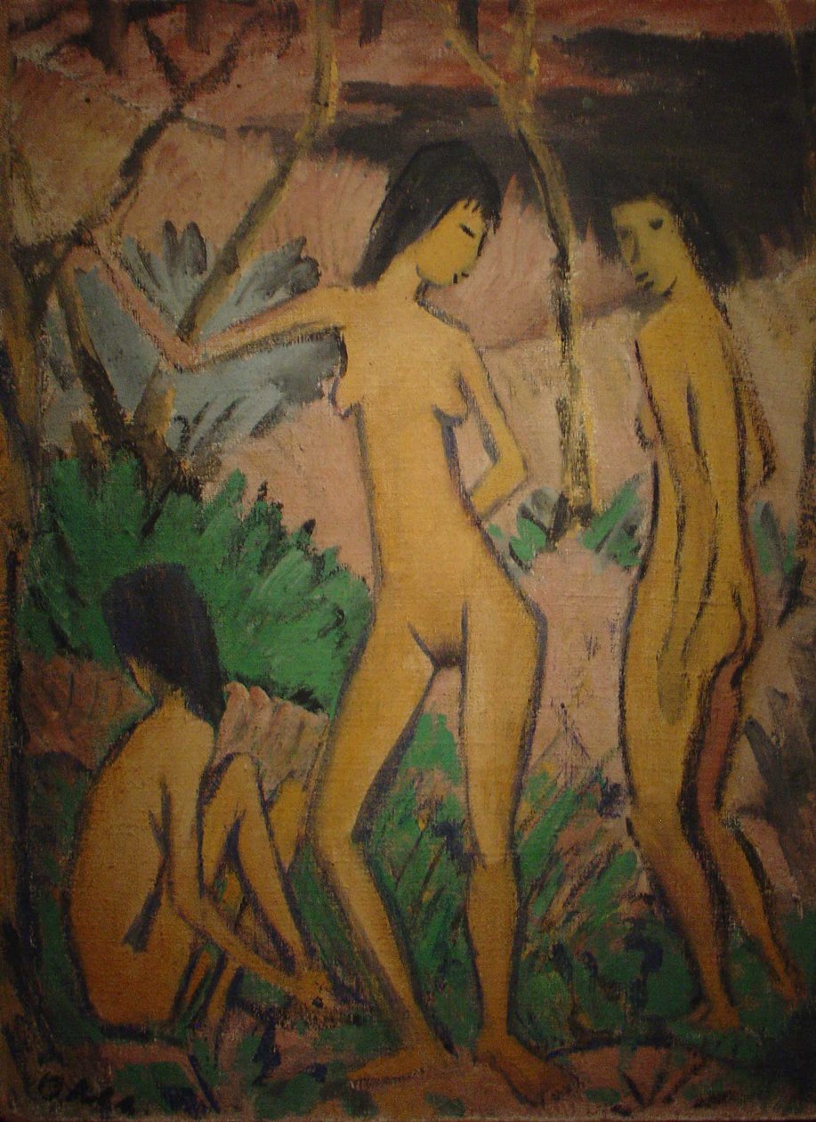 Três nus na paisagem de Otto Mueller