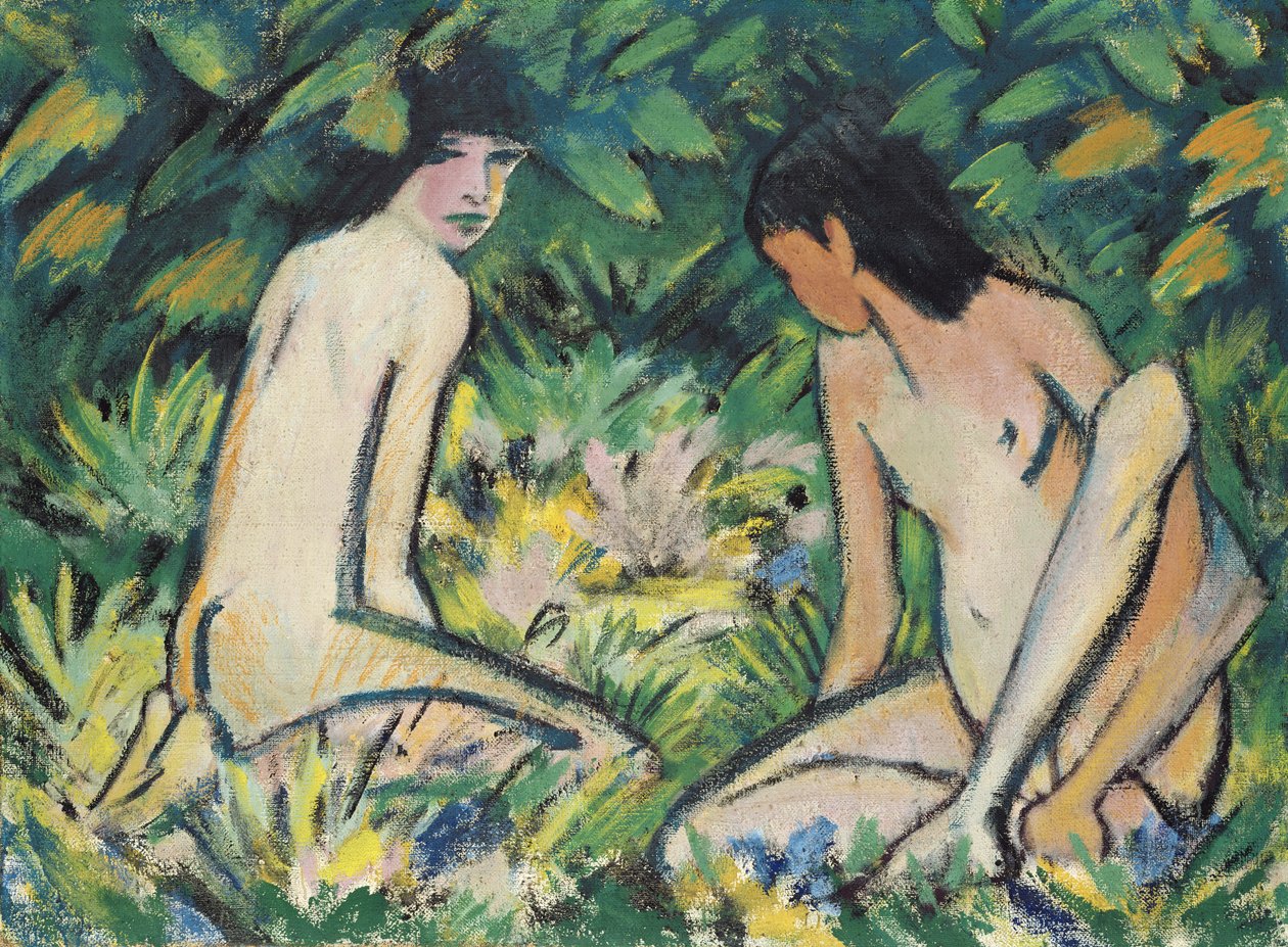 Meninas ao Ar Livre (pastel sobre tela) de Otto Mueller