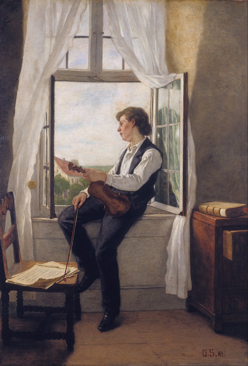 O violinista na janela de Franz Otto Scholderer