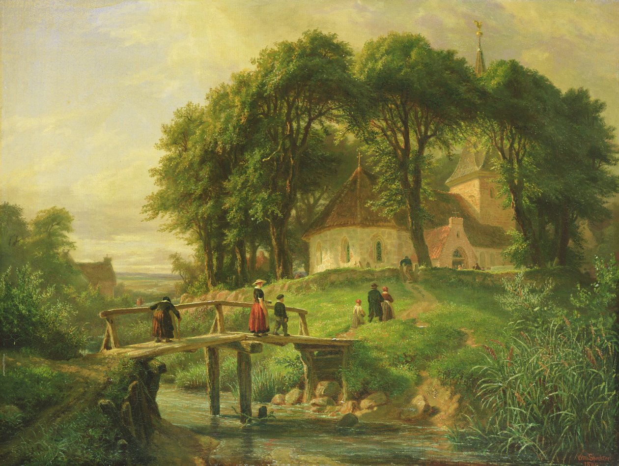 Indo para a Igreja em Alt-Rahlstedt, 1861 de Otto Speckter