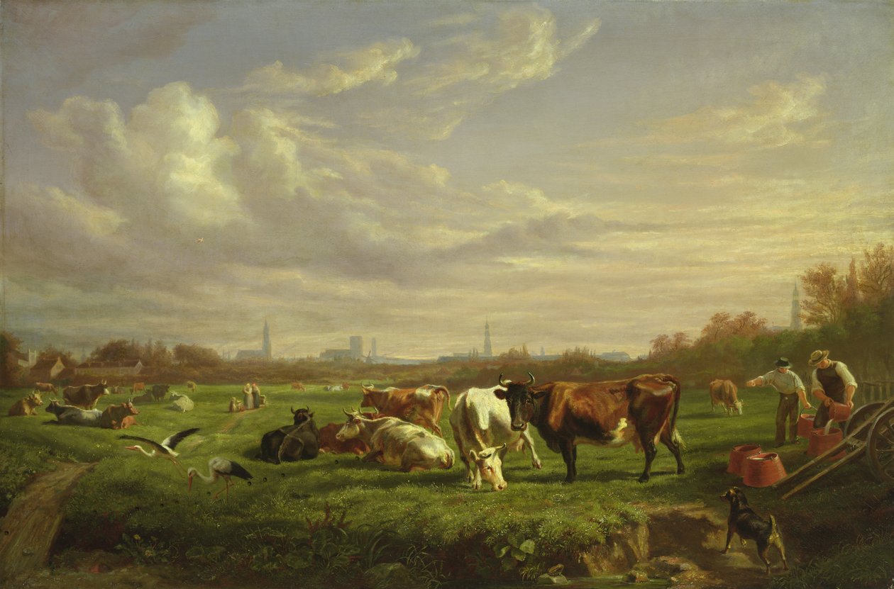 Prado com a cidade de Dammtor Behind, 1856 de Otto Speckter