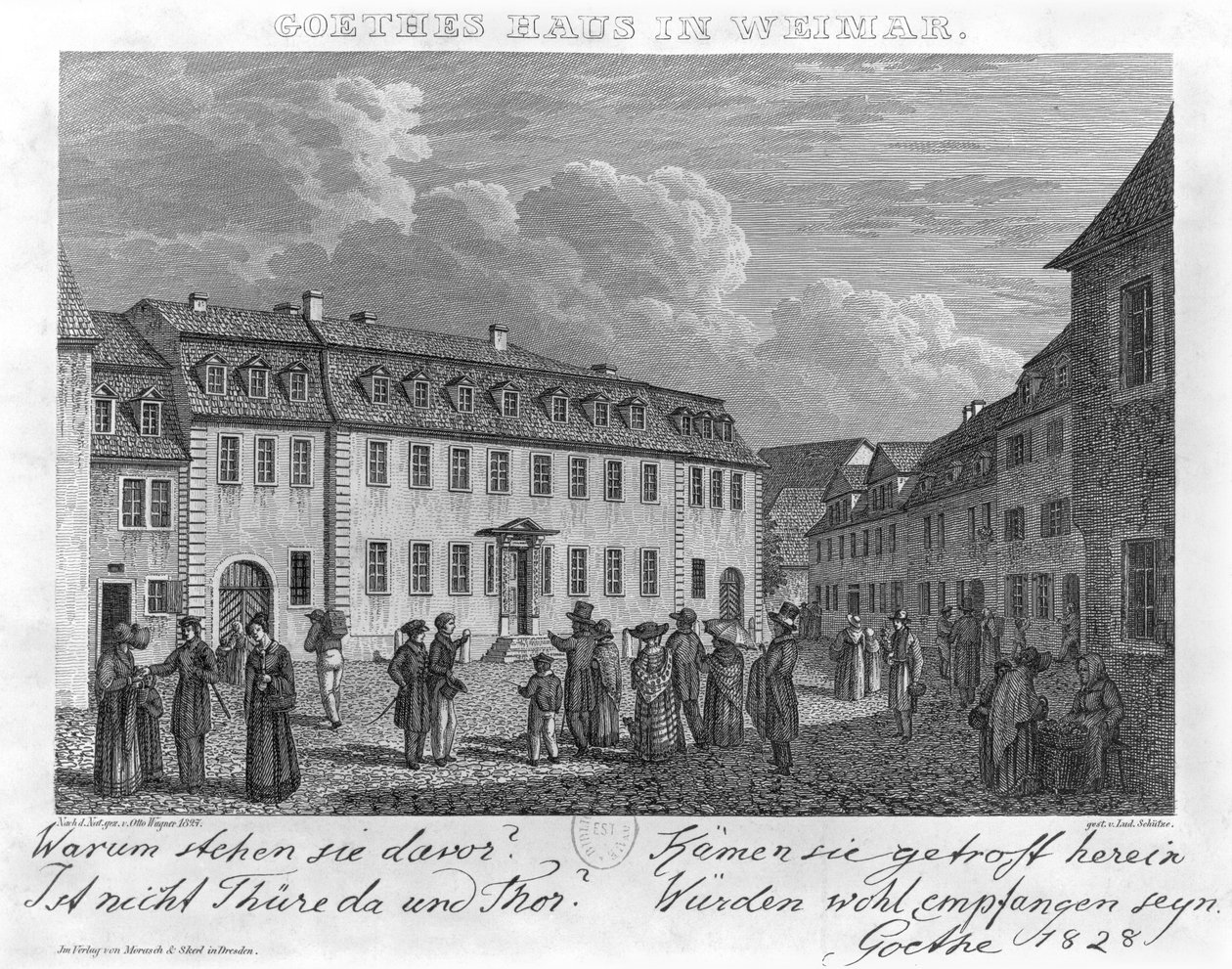 A casa de Johan Wolfgang von Goethe (1749-1832) em Weimar, gravada por Ludwig Schutze (1807-72) 1827-28 de Otto Wagner
