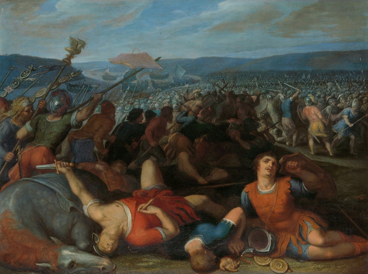 Os Batavianos Derrotando os Romanos no Reno, 1600-13 de Otto van Veen