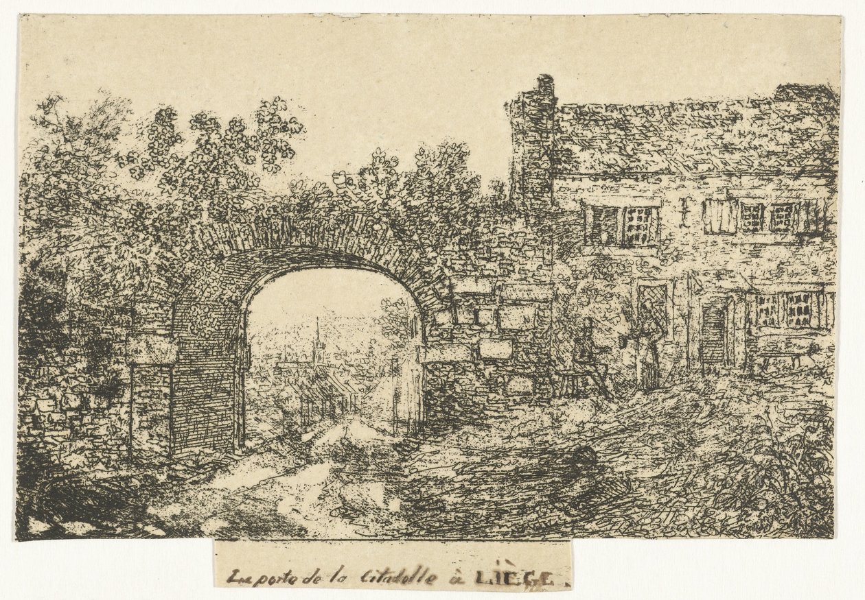 Citadelpoort te Luik O portão da Cidadela em Liège (título no objeto) de Otto Baron Howen