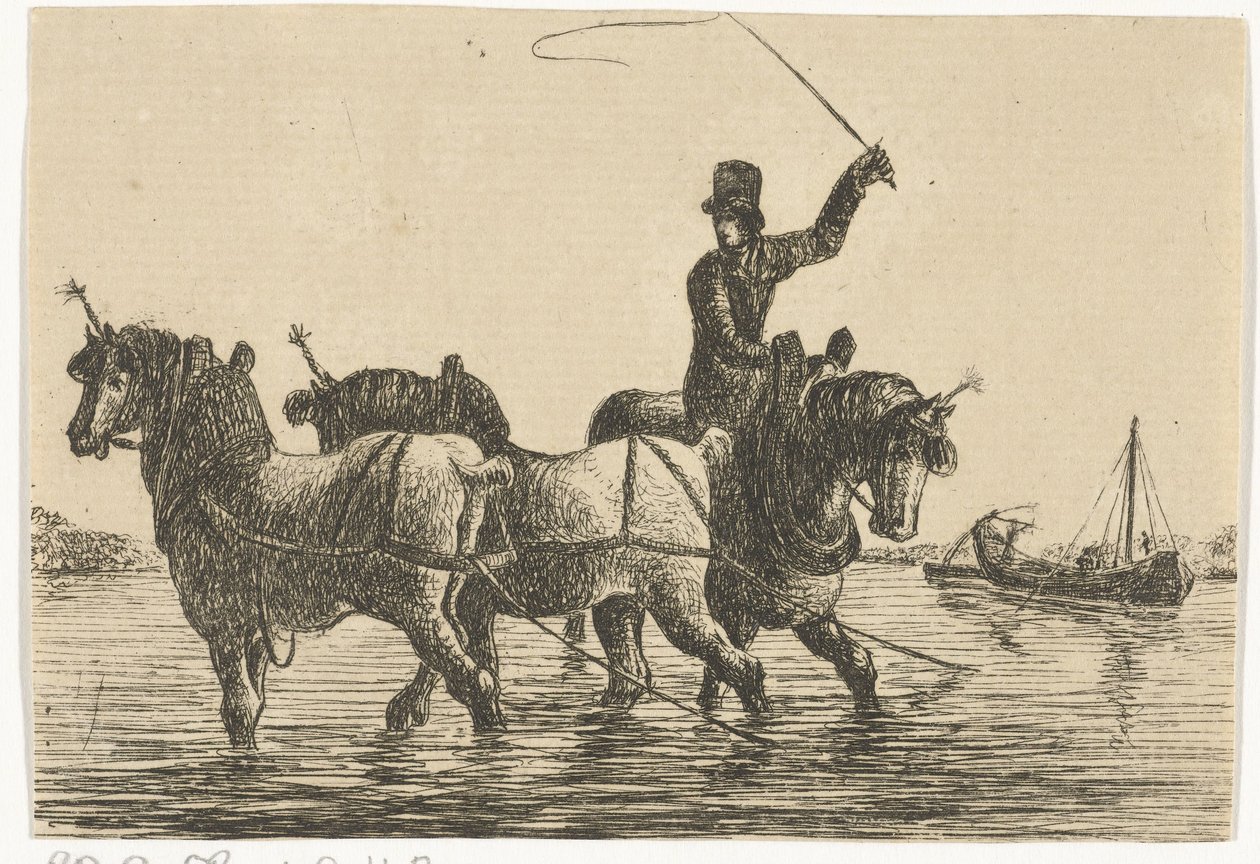 Três cavalos de projecto na água de Otto Baron Howen