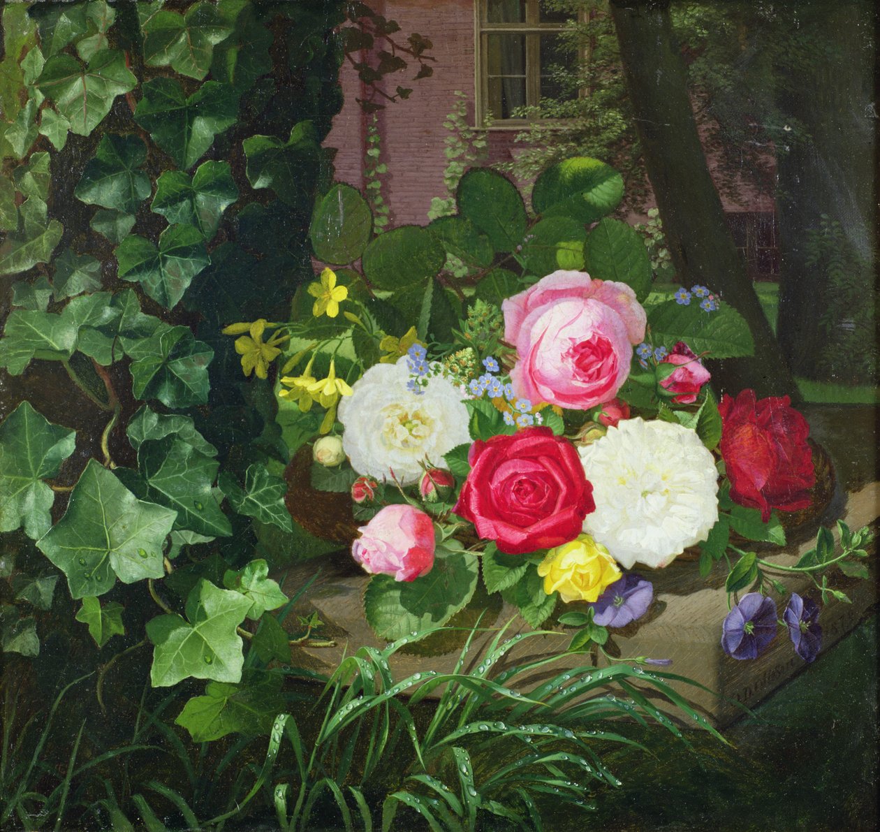 Rosas em uma borda de pedra de Otto Didrik Ottesen