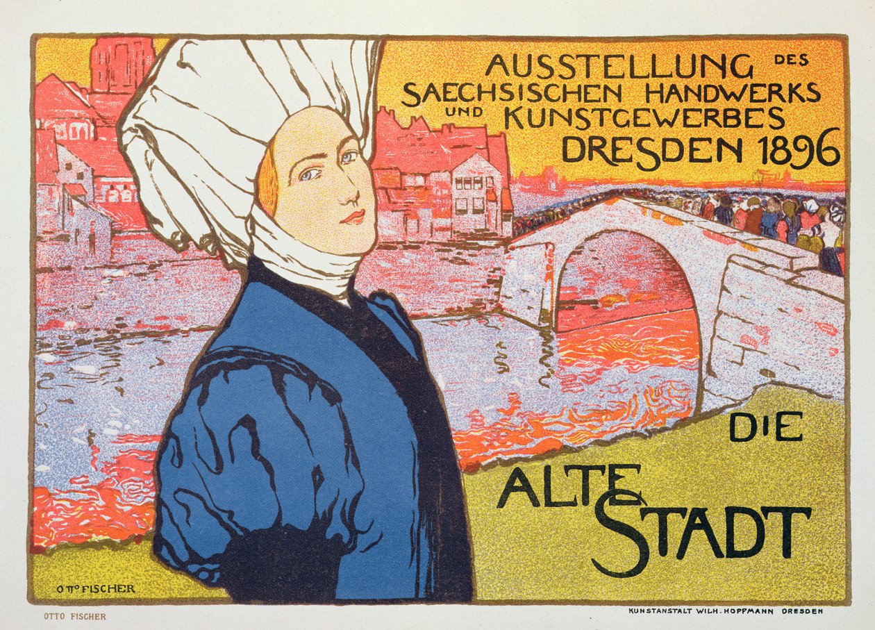 Cartaz para a Exposição de Artes e Ofícios em Dresden, Alemanha de Otto Fischer