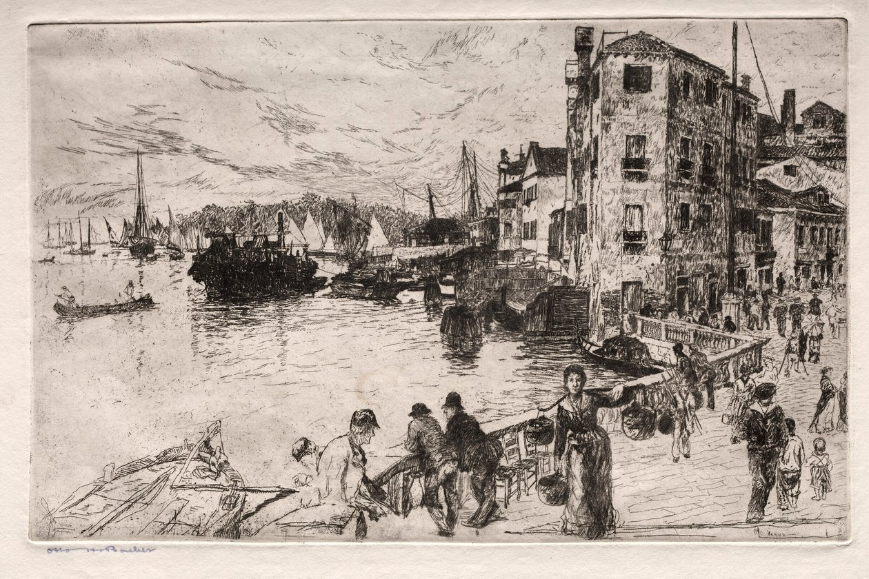 Gravuras de Veneza: Castello Quarters, Riva, século XIX. de Otto H. Bacher