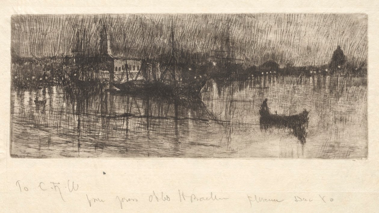 Noite chuvosa, Veneza, 1880. de Otto H. Bacher
