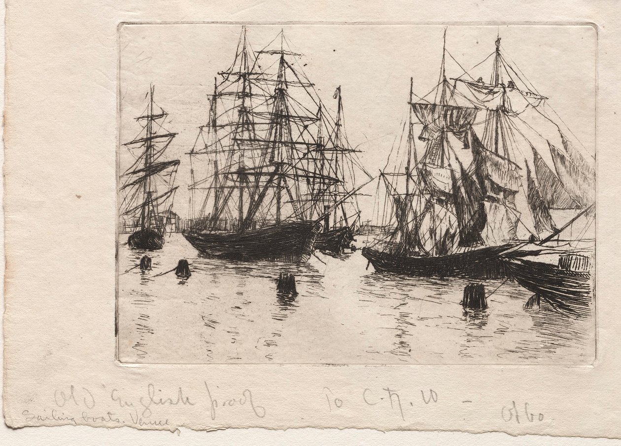 Barcos à vela, Veneza, 1880. de Otto H. Bacher