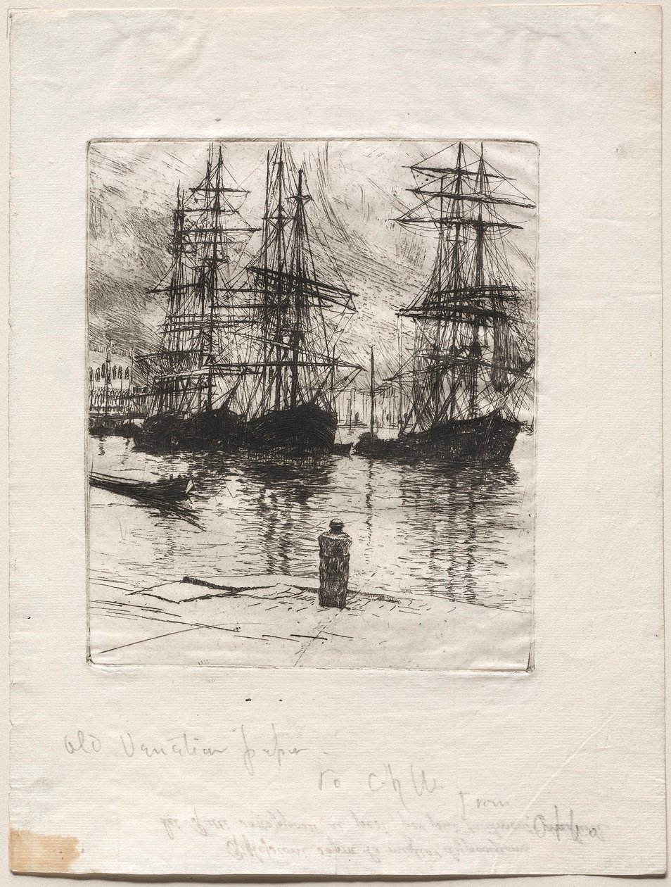 Três navios, Veneza, 1880. de Otto H. Bacher