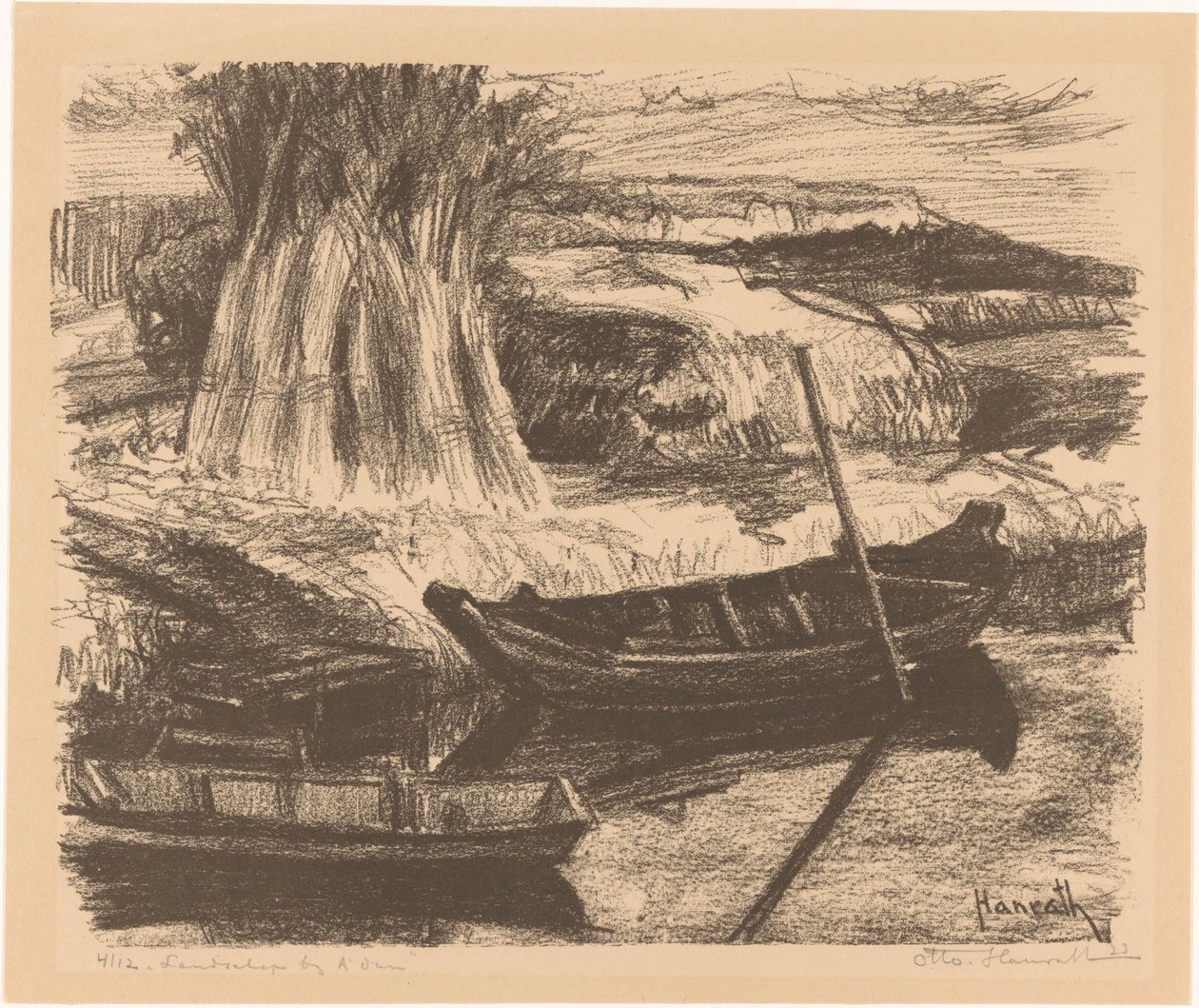 Paisagem perto de Amesterdão (título original sobre o objecto) de Otto Hanrath (signed by artist)