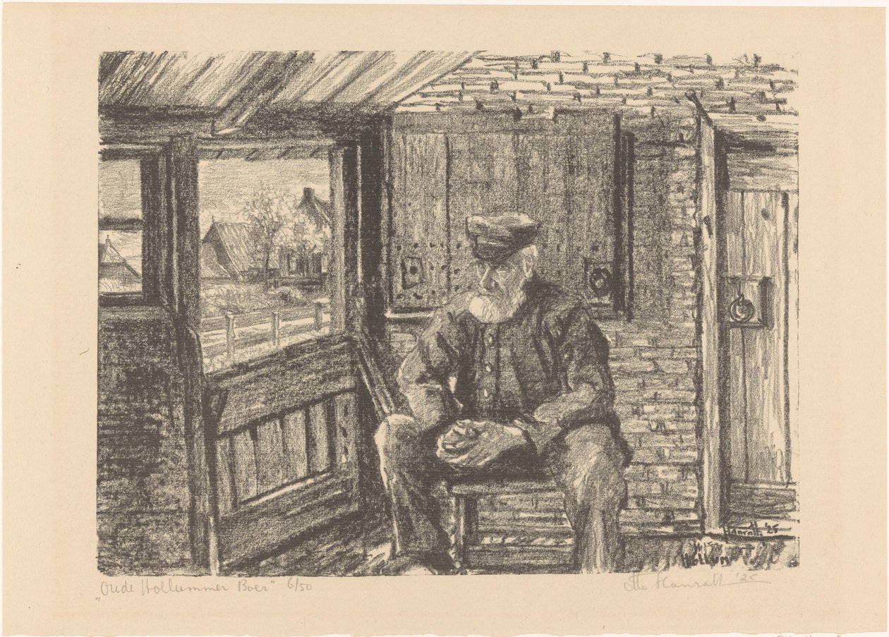 Velho fazendeiro Hollumer (título original no objeto) de Otto Hanrath (signed by artist)