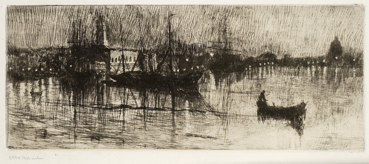 Rainy Night, c.1880-82 (água forte e ponto seco) de Otto Henry Bacher