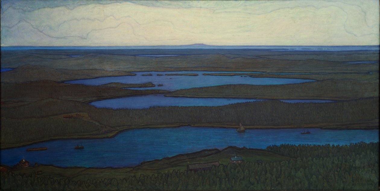 Sobre a floresta e o lago, 1908 de Otto Hesselbom