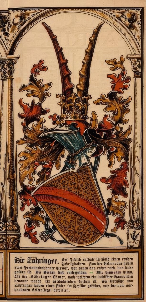 Os ancestrais brasões de armas das casas dos príncipes alemães: Os Zähringers de Otto Hupp