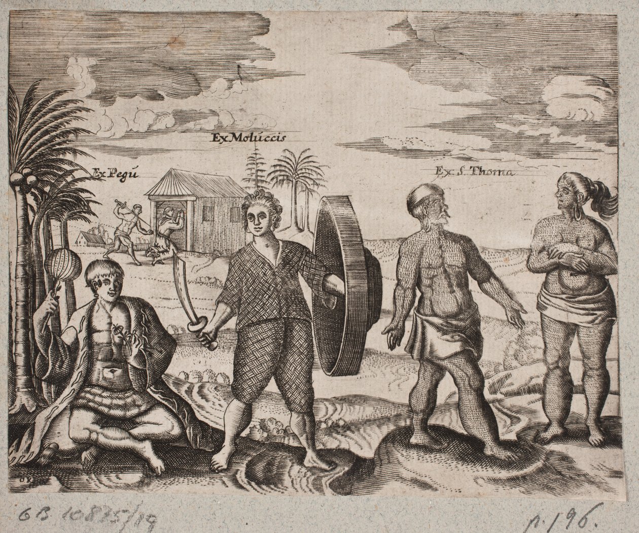 Nativos, incluindo um guerreiro das Molucas de Otto Koch