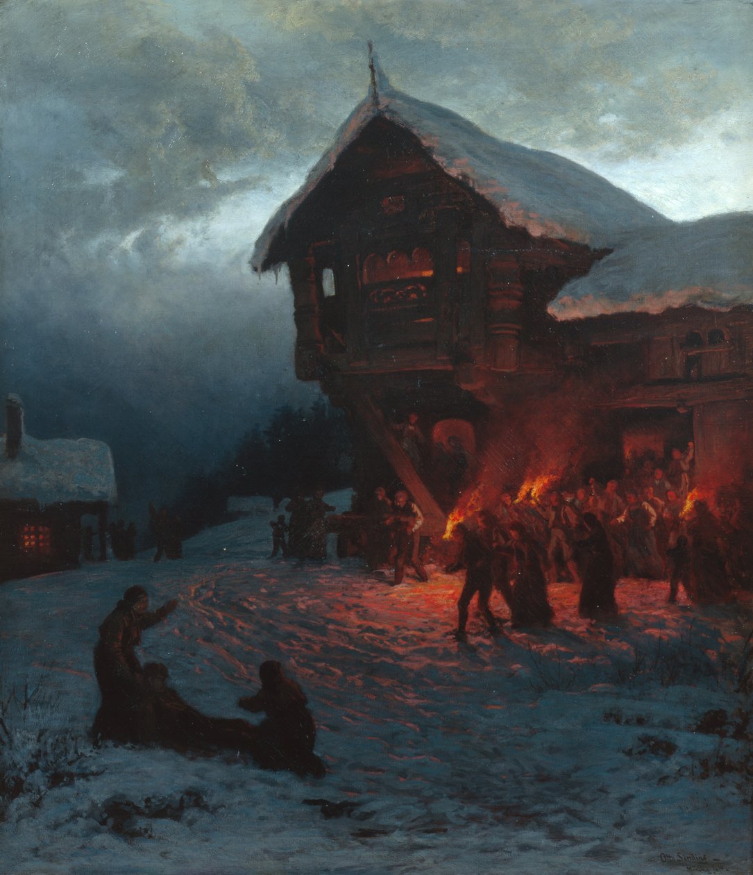 Lute em uma festa de Natal, Munique de Otto Ludvig Sinding