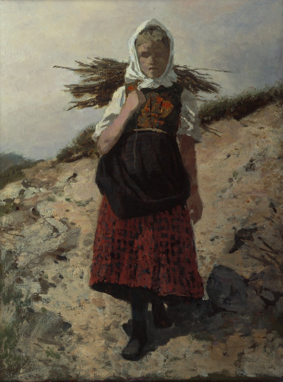 Lenha recolhida (óleo sobre tela) de Otto Ludvig Sinding