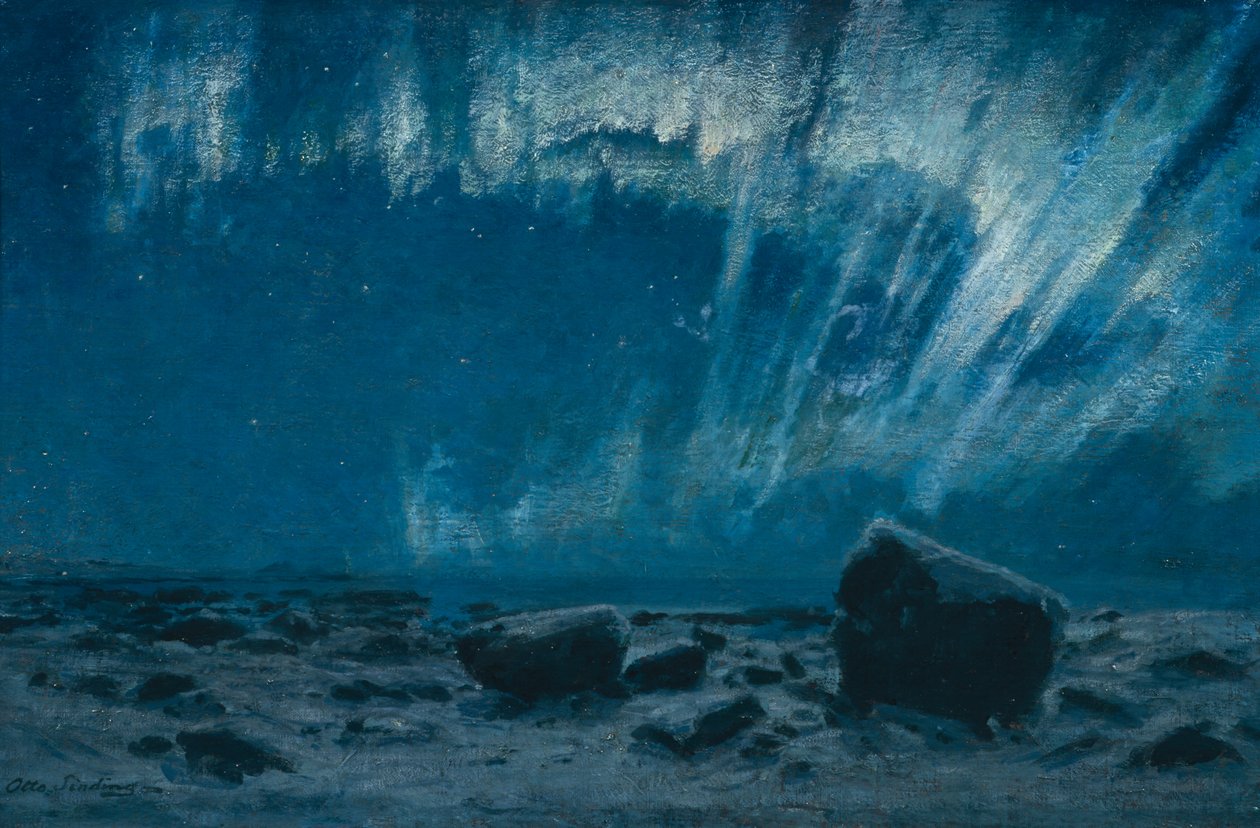 Northern Lights (óleo sobre tela) de Otto Ludvig Sinding
