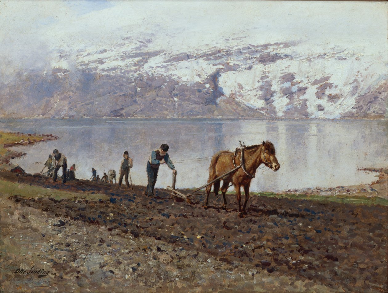 Lavoura com Cavalos (óleo sobre tela) de Otto Ludvig Sinding