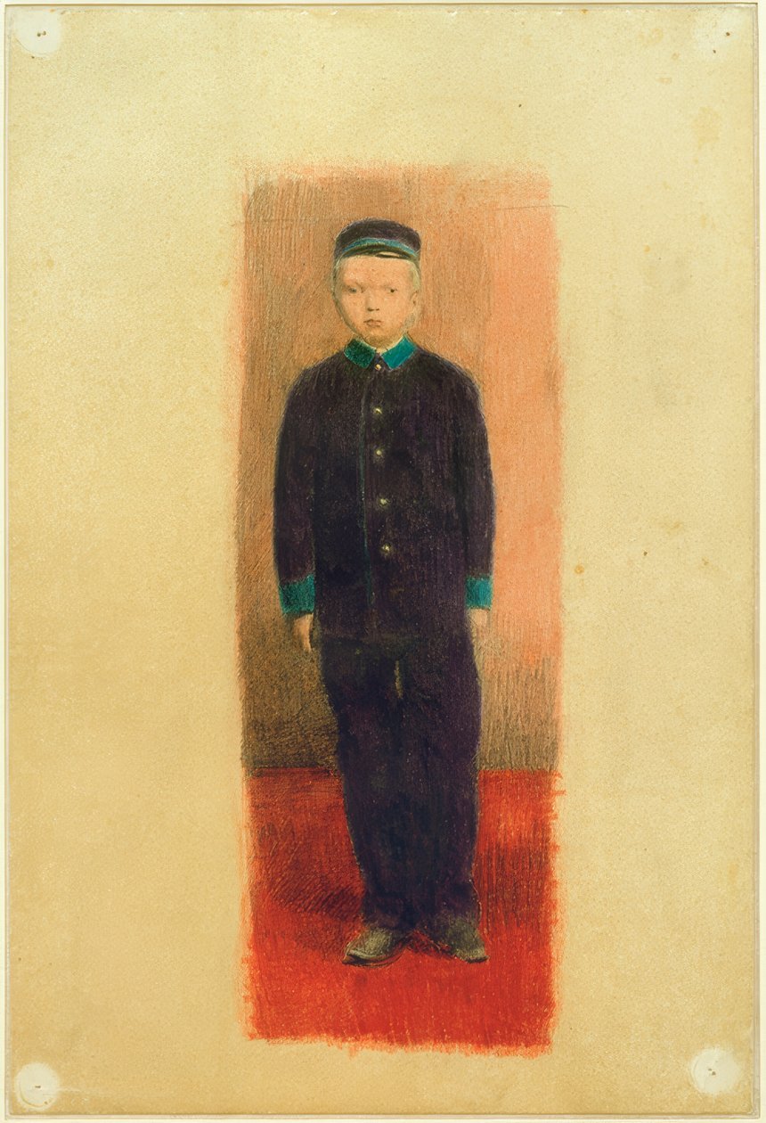 Autorretrato em uniforme de orfanato (depois de uma fotografia) de Otto Meyer Amden