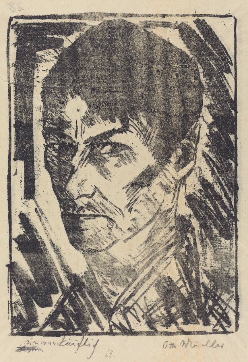 Auto-retrato voltado para a esquerda de Otto Müller