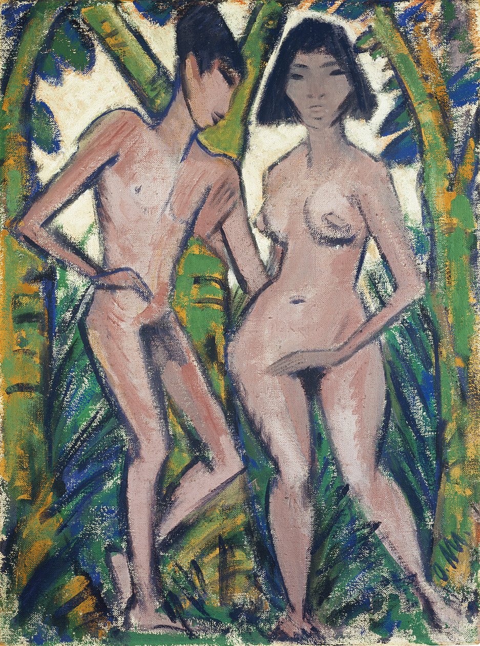 Adão e Eva, c.1913-22 (aguada de cal sobre juta) de Otto Muller or Mueller