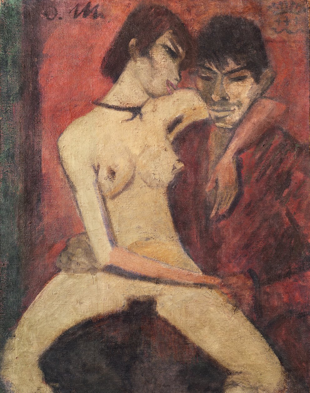 Amantes Gipsy Sentados, 1922 (ver 274040 para verso) de Otto Mueller