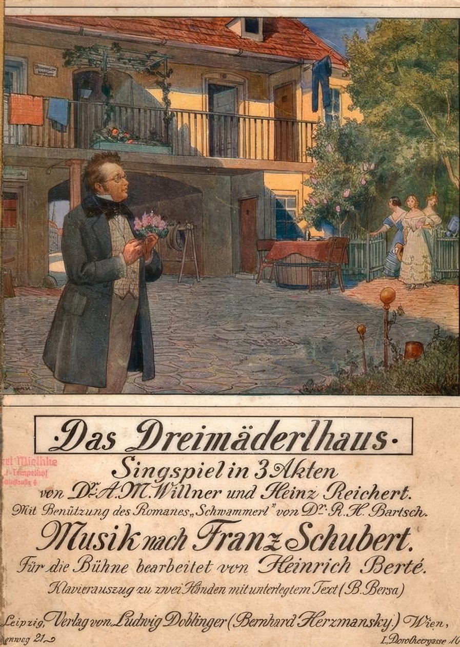Berte, Dreimäderlhaus - Nota impressão 1916 de Otto Robert Nowak